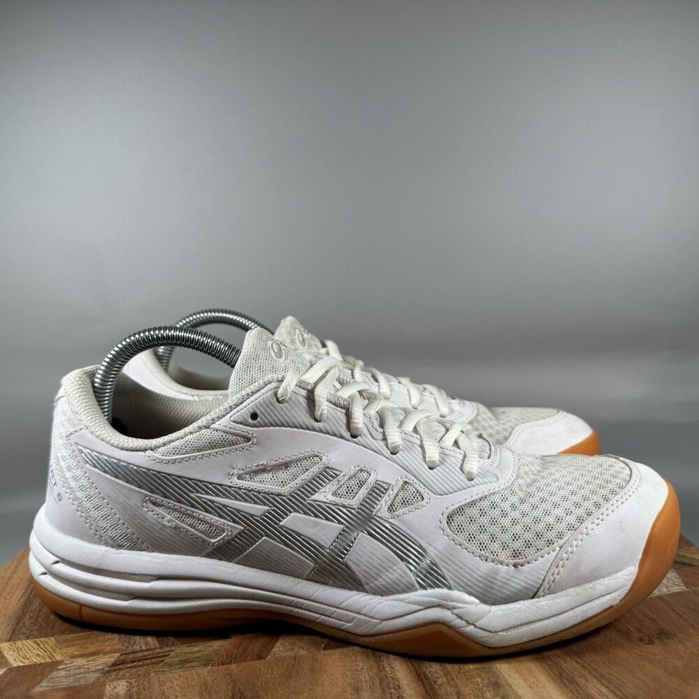 Asics White Silver Athletic Shoes with Gum Soles